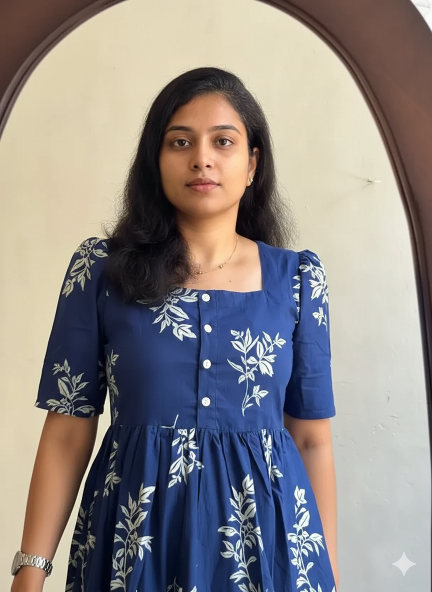 Women Printed Viscose Rayon Anarkali Kurta (Blue)