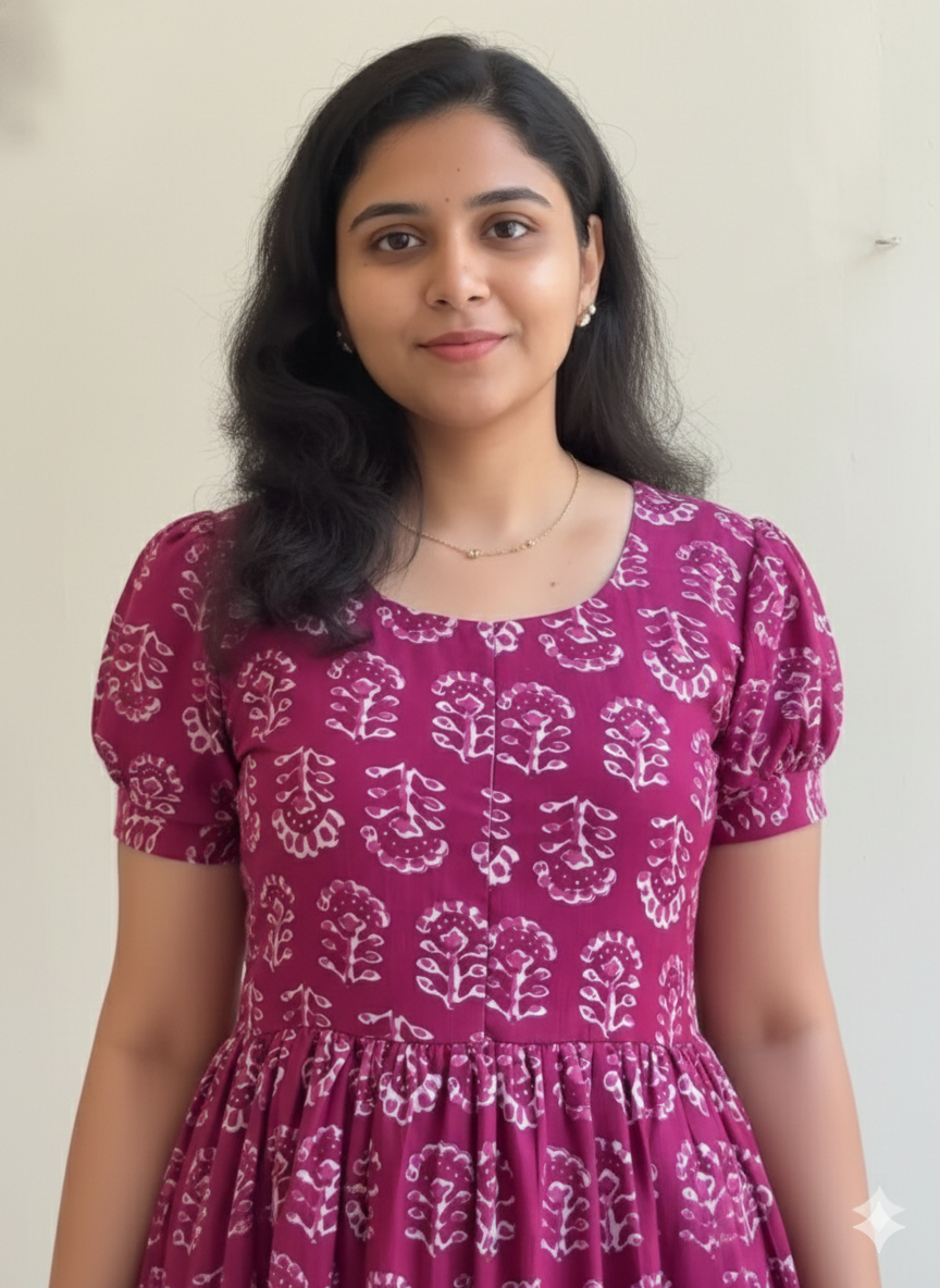 Women Printed Viscose Rayon Flared Kurta (Pink)