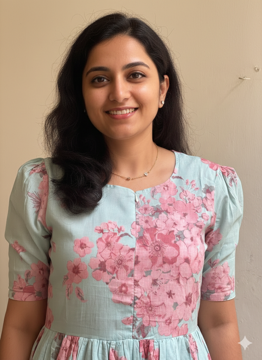 Pastel Sky Blue Floral Printed Tiered Midi Dress with Puff Sleeves