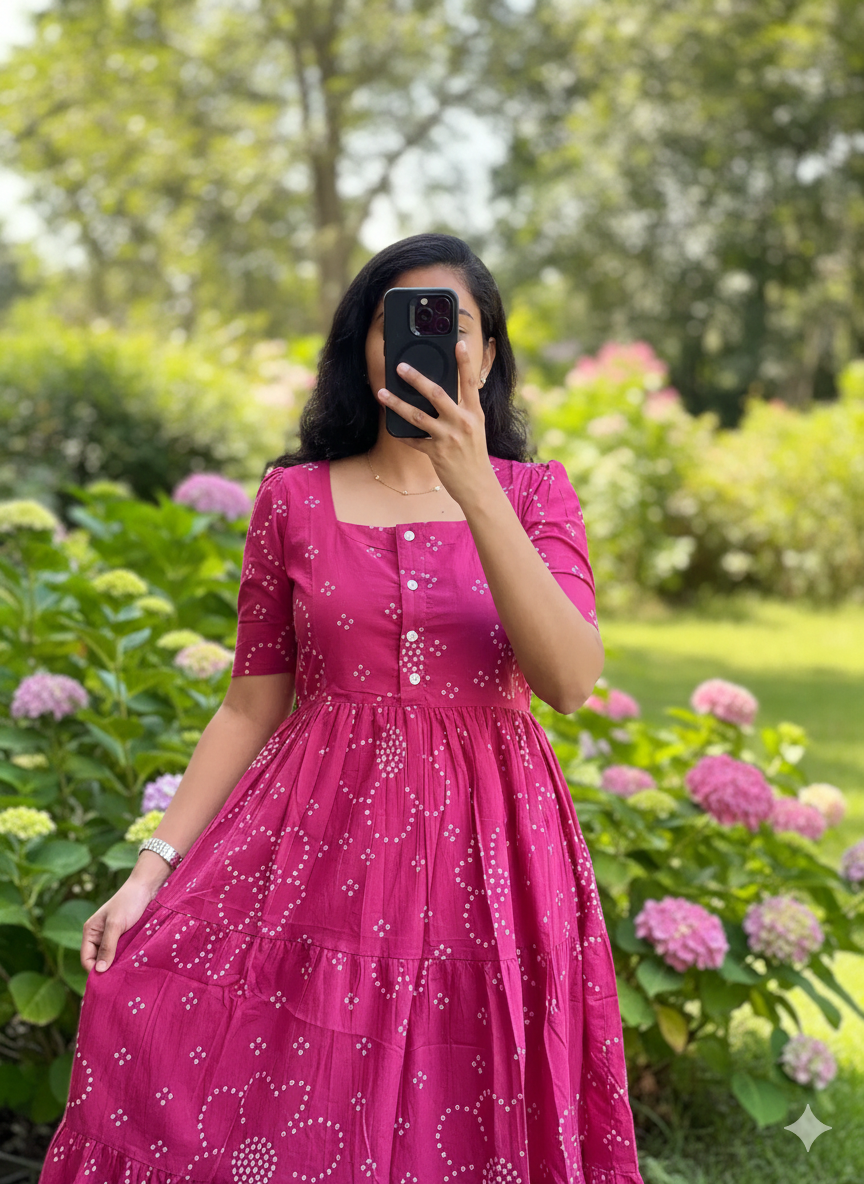 Women Floral Print Fit & Flare Maxi Dress