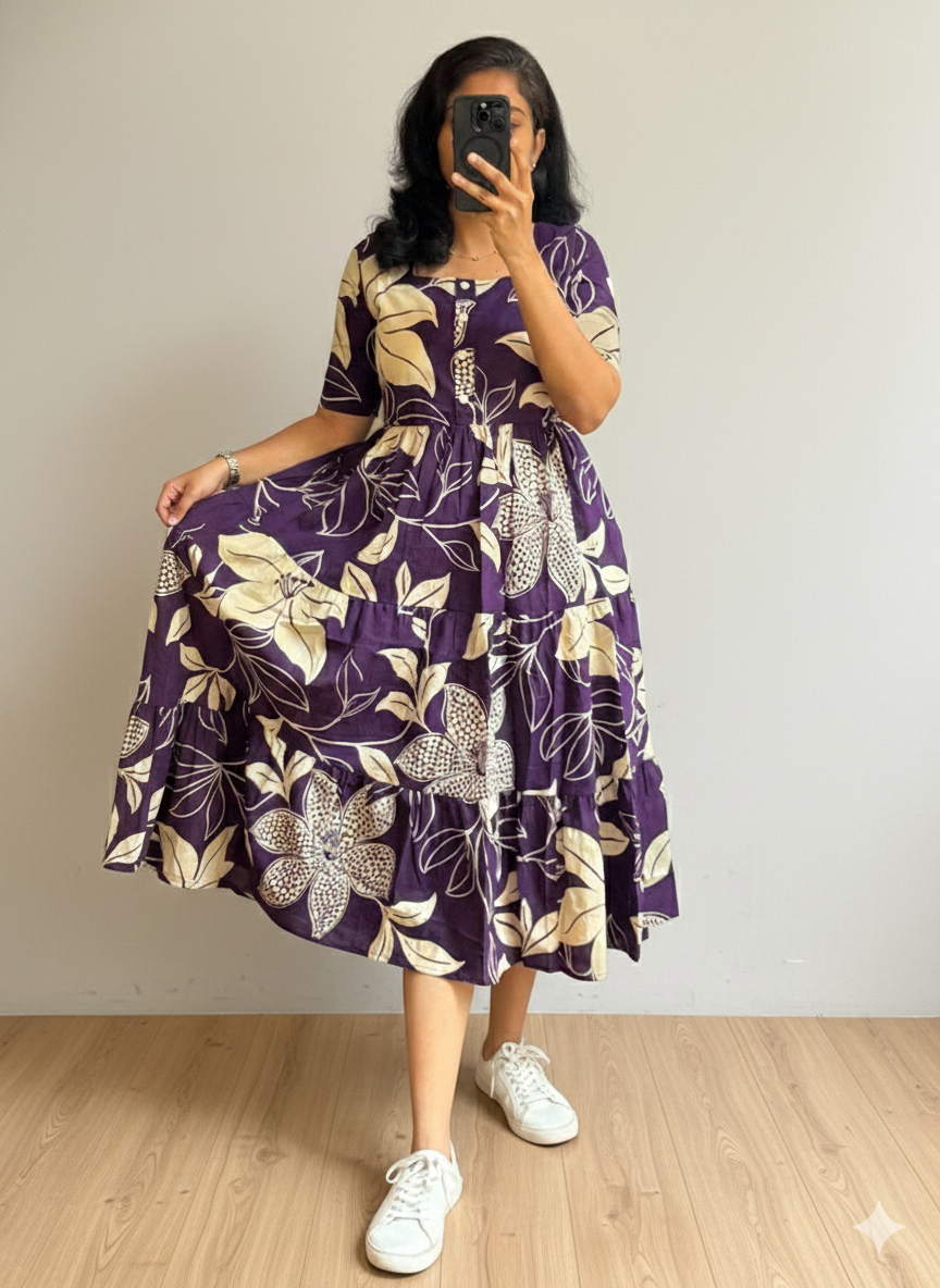 Women Floral Printed Fit & Flare Midi Dress