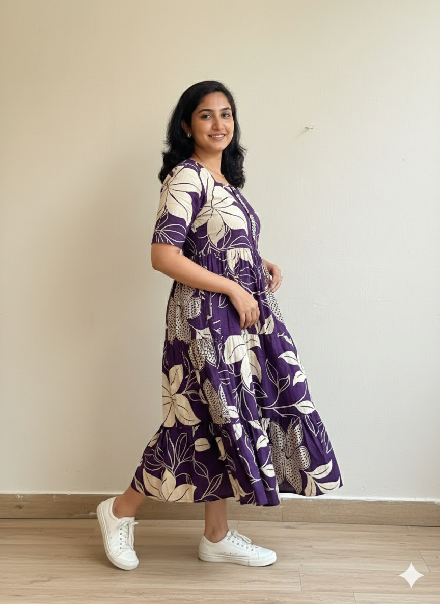 Women Floral Printed Fit & Flare Midi Dress