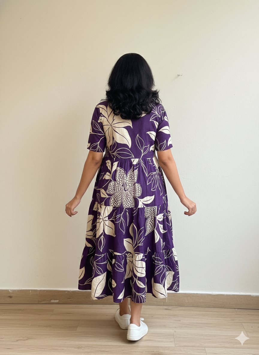 Women Floral Printed Fit & Flare Midi Dress