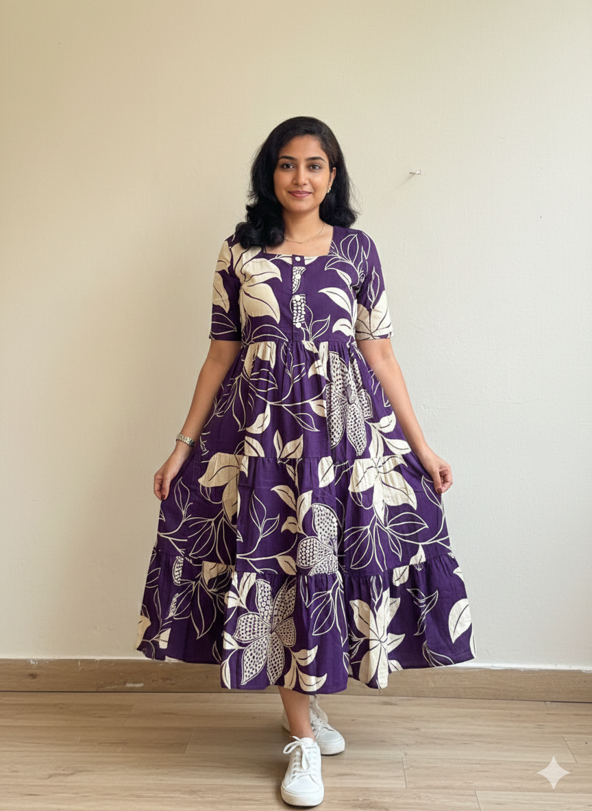 Women Floral Printed Fit & Flare Midi Dress