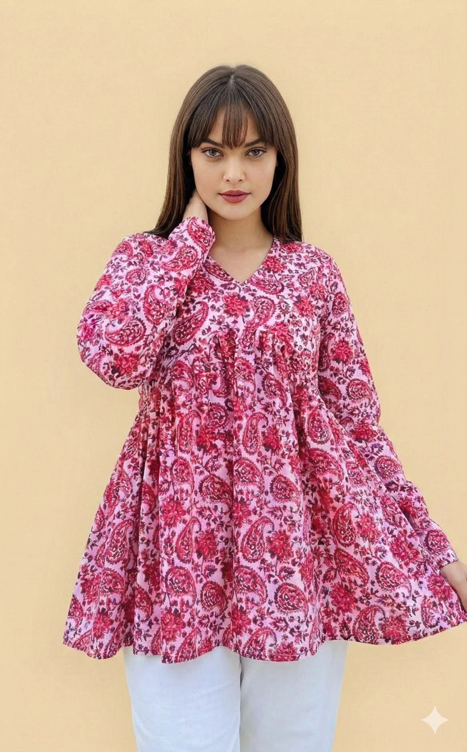 Casual Regular Sleeves Printed Women Pink Top