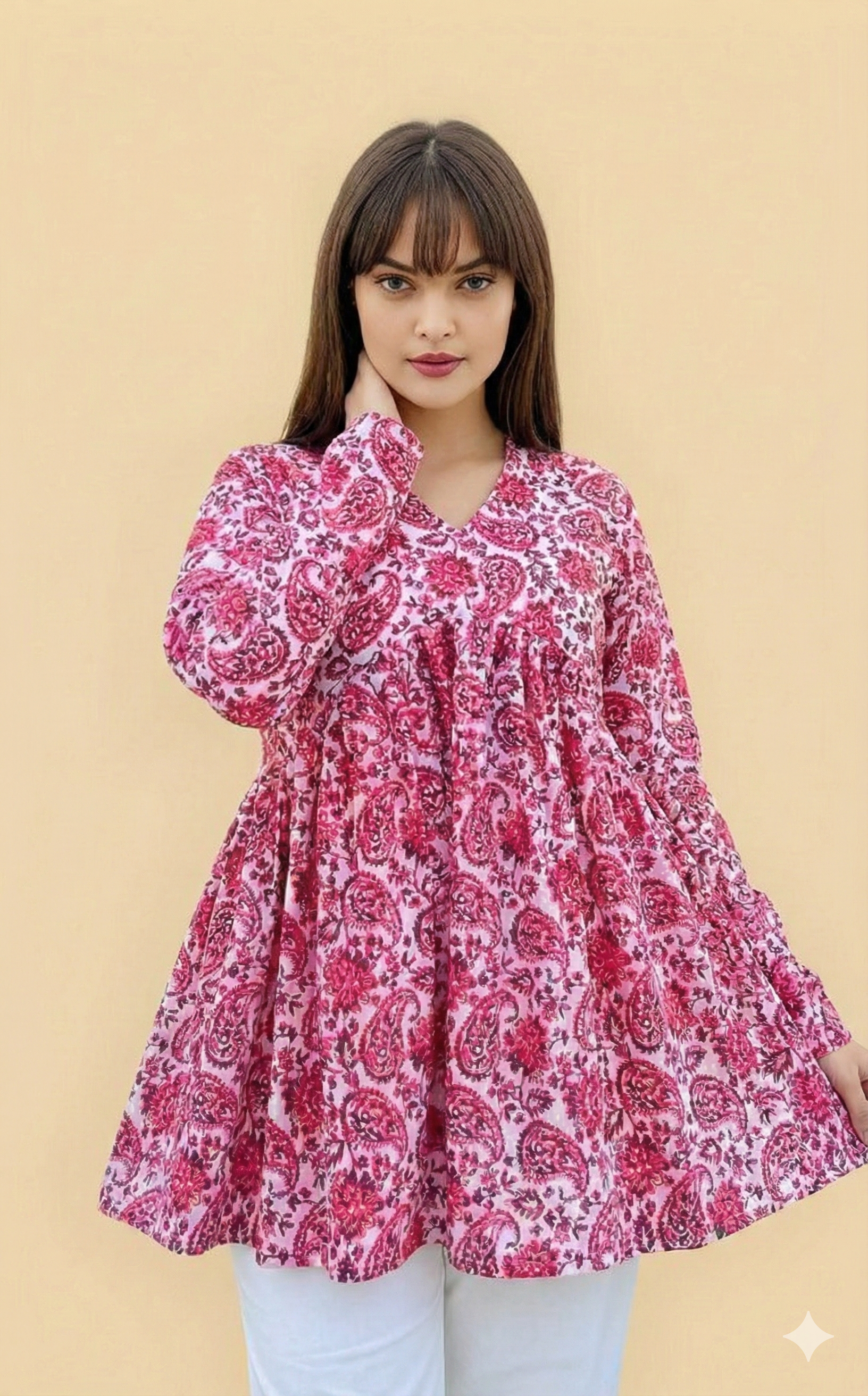 Casual Regular Sleeves Printed Women Pink Top