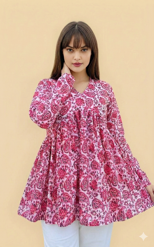 Casual Regular Sleeves Printed Women Pink Top