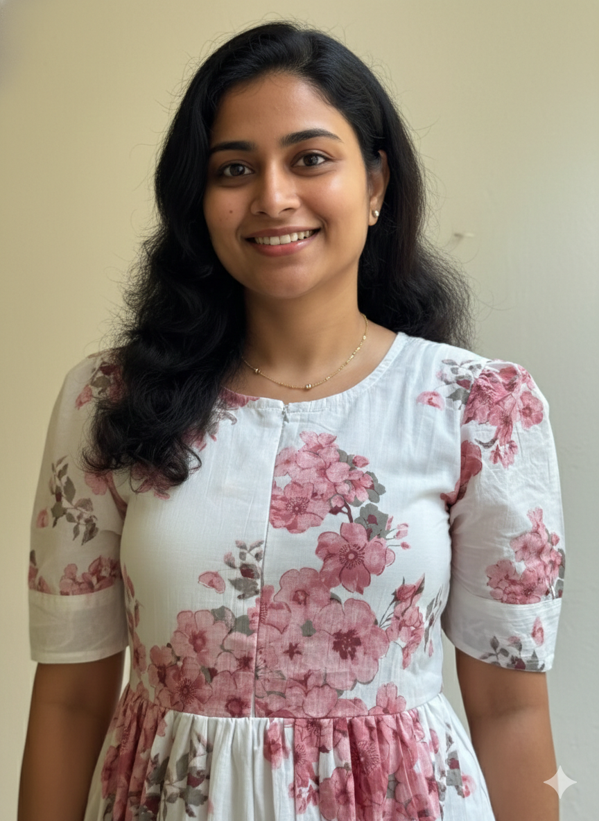 Women's White & Pink Floral Printed Tiered Midi Dress with Puff Sleeves